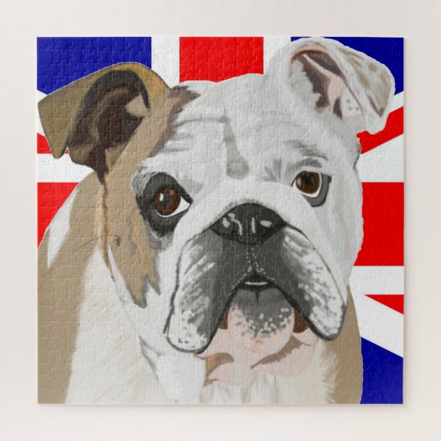 Bulldog against Union Jack Flag Jigsaw Puzzle (Vertical)
