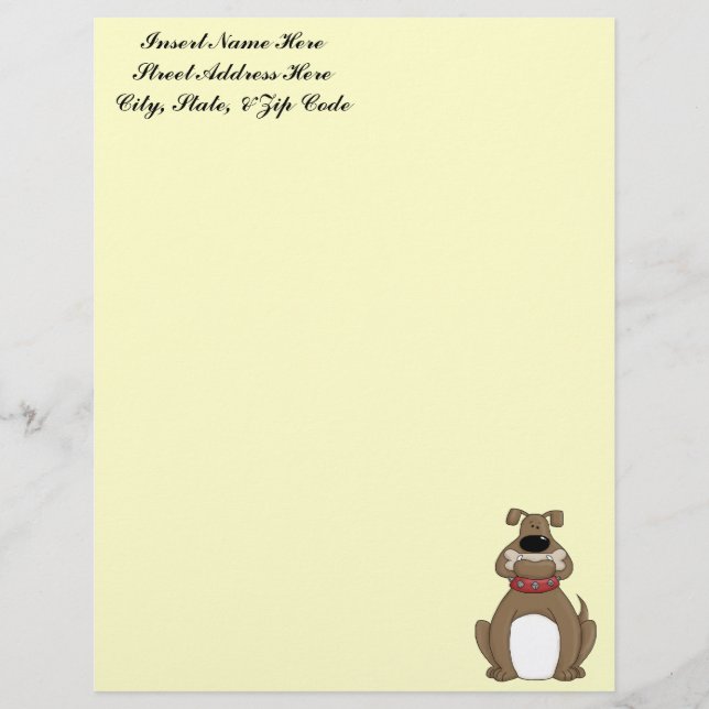 Bulldog and Dog Bone Customised Letterhead (Front)