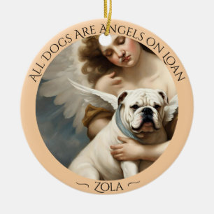 Bulldog Angel Personalised Memorial Ceramic Tree Decoration