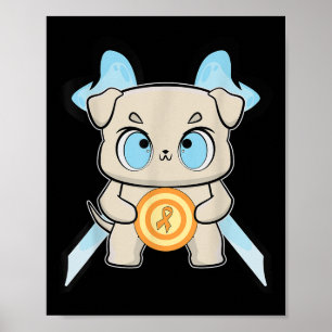 Bulldog Anime Pup Leukaemia Awareness Men Women Ki Poster