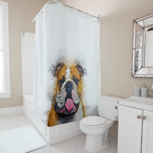 Bulldog Art English Bulldog Lover Gift Idea Shower Curtain