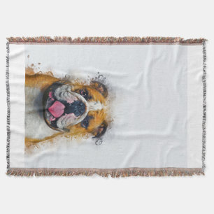 Bulldog Art English Bulldog Lover Gift Idea Throw Blanket