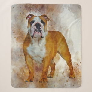 Bulldog Art English Bulldog Lovers Sherpa Blanket