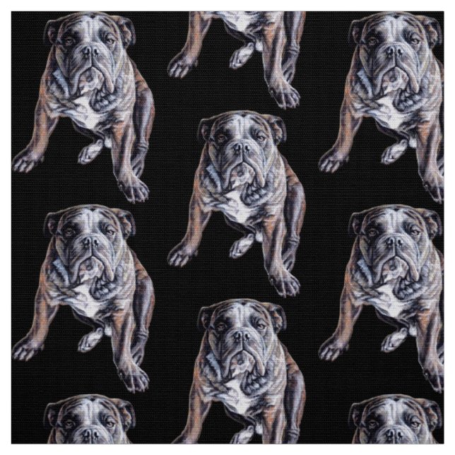 Bulldog Art Fabric Fabric Dog Art Pattern Fabric (Swatch)