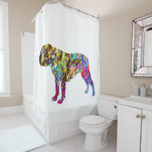 Bulldog Art Watercolor Portrait Shower Curtain