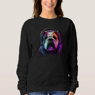 Bulldog Astronaut in Space Colorful Planetary Expl Sweatshirt
