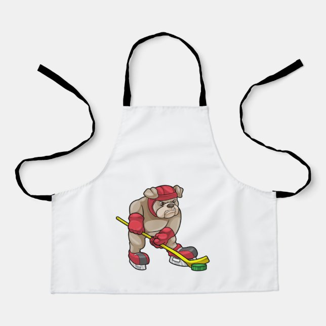 Bulldog at Ice hockey with Hockey stick Apron (Front)