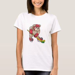 Bulldog at Ice hockey with Ice hockey stick T-Shirt