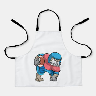 Bulldog at Sports with Football & Helmet Apron