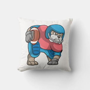 Bulldog at Sports with Football & Helmet Cushion