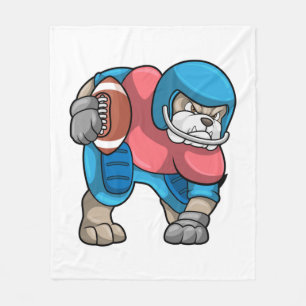Bulldog at Sports with Football & Helmet Fleece Blanket