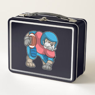 Bulldog at Sports with Football & Helmet Metal Lunch Box