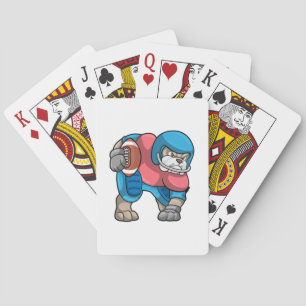 Bulldog at Sports with Football & Helmet Playing Cards