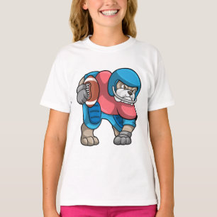 Bulldog at Sports with Football & Helmet T-Shirt