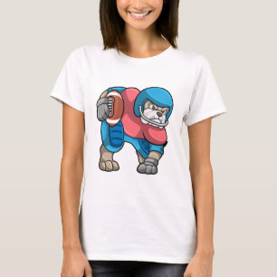 Bulldog at Sports with Football & Helmet T-Shirt