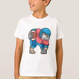 Bulldog at Sports with Football & Helmet T-Shirt
