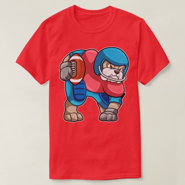 Bulldog at Sports with Helmet T-Shirt (Design Front)