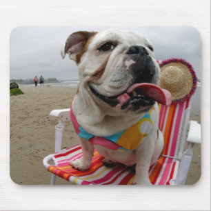 Bulldog at the Beach Mouse Mat