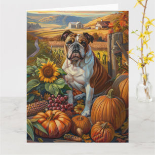 Bulldog Autumn Harvest Thanksgiving Card
