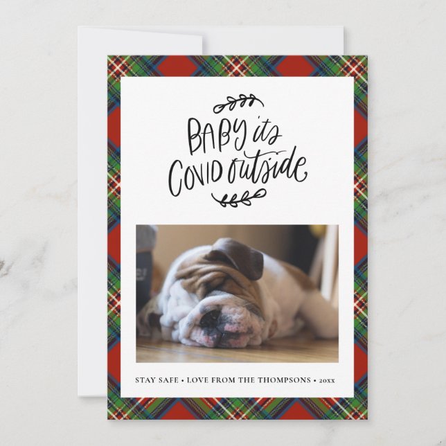 BULLDOG | Baby its COVID Outside Cute Christmas Holiday Card (Front)