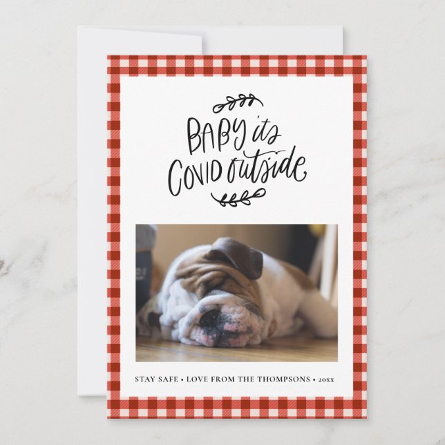 BULLDOG | Baby its COVID Outside Cute Christmas Holiday Card (Front)