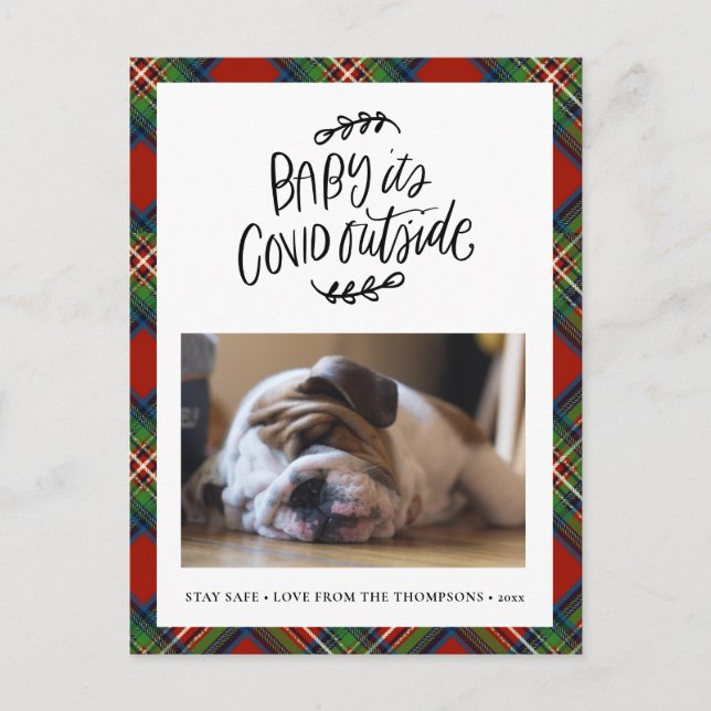 BULLDOG | Baby its COVID Outside Cute Christmas Holiday Postcard (Front)
