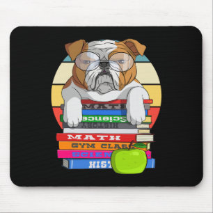 Bulldog Back To School Book Worm Dog Mouse Mat