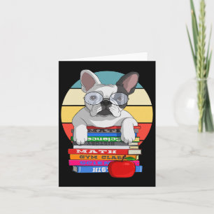 Bulldog Back To School Bookworm Dog  Card