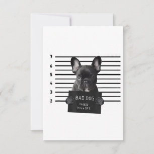 Bulldog Bad Dog Jail Frenchie Dog Mum Lover RSVP Card