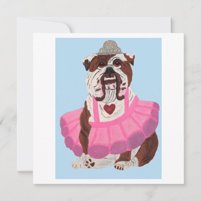 Bulldog Ballerina Invitation (Front)