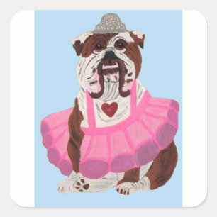 Bulldog Ballerina Square Sticker