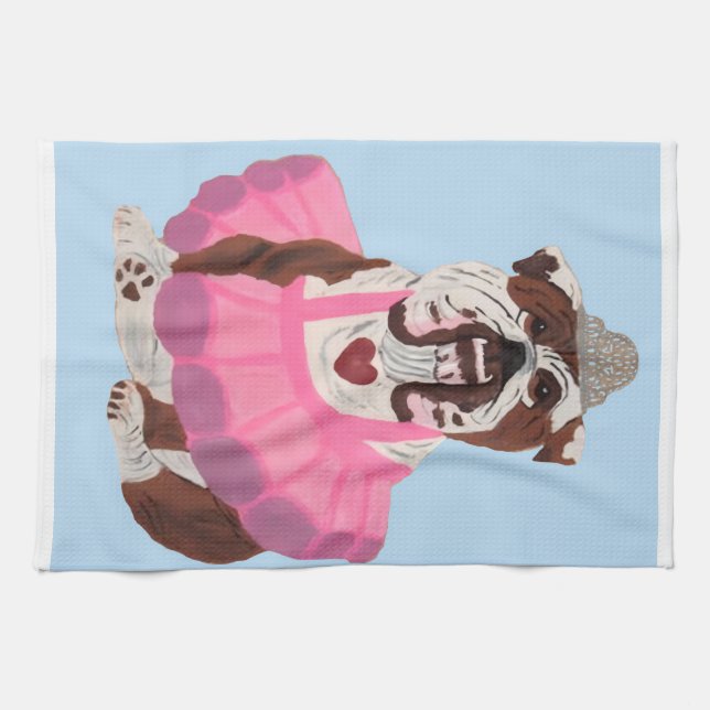 Bulldog Ballerina Tea Towel (Horizontal)