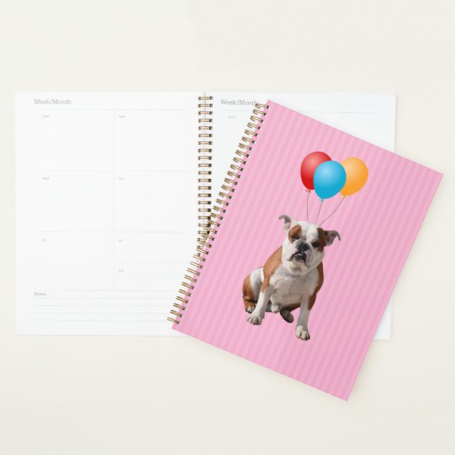 Bulldog Balloons Happy Birthday Pink Planner (Display)