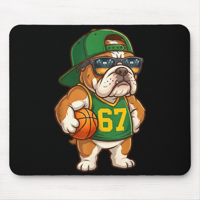 Bulldog Basketball 67 Gen Alpha Slang Srts Dog Boy Mouse Mat (Front)