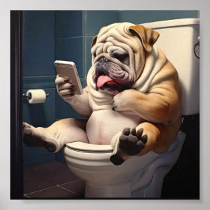 Bulldog Bathroom Wall Poster 