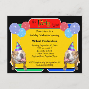 Bulldog Birthday Barker Invitation