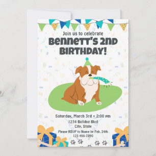Bulldog Birthday Invitation