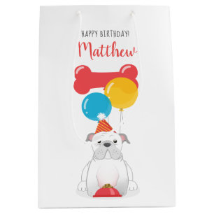 Bulldog Birthday Party Medium Gift Bag