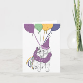 Bulldog Birthday with Balloons Card