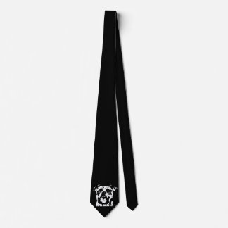Bulldog Black & White Pop Art Dog Face Neck Tie