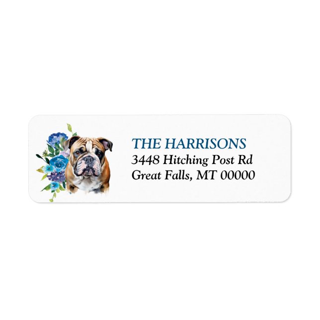 Bulldog Blue Floral Return Address (Front)