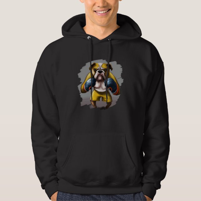 Bulldog Boxing Cool  Bulldog Dog Boxing Boxer Hoodie (Front)