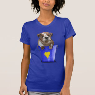 Bulldog Bucket Of Love Blue T-Shirt