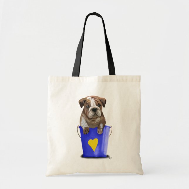 Bulldog Bucket Of Love Blue Tote Bag (Front)