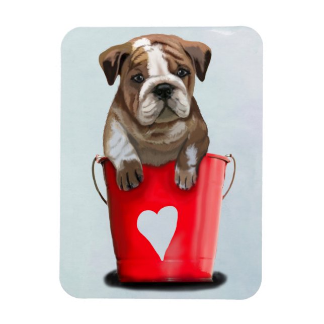 Bulldog Bucket Of Love Red 2 Magnet (Vertical)