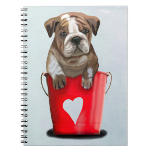 Bulldog Bucket Of Love Red 2 Notebook