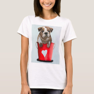 Bulldog Bucket Of Love Red 2 T-Shirt