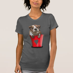 Bulldog Bucket Of Love Red T-Shirt