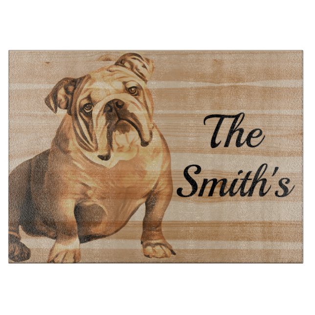 Bulldog Bull Dog Wood grain Cutting Board (Front)