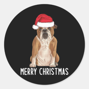 Bulldog Bully Merry English Bulldog Christmas 1 Classic Round Sticker